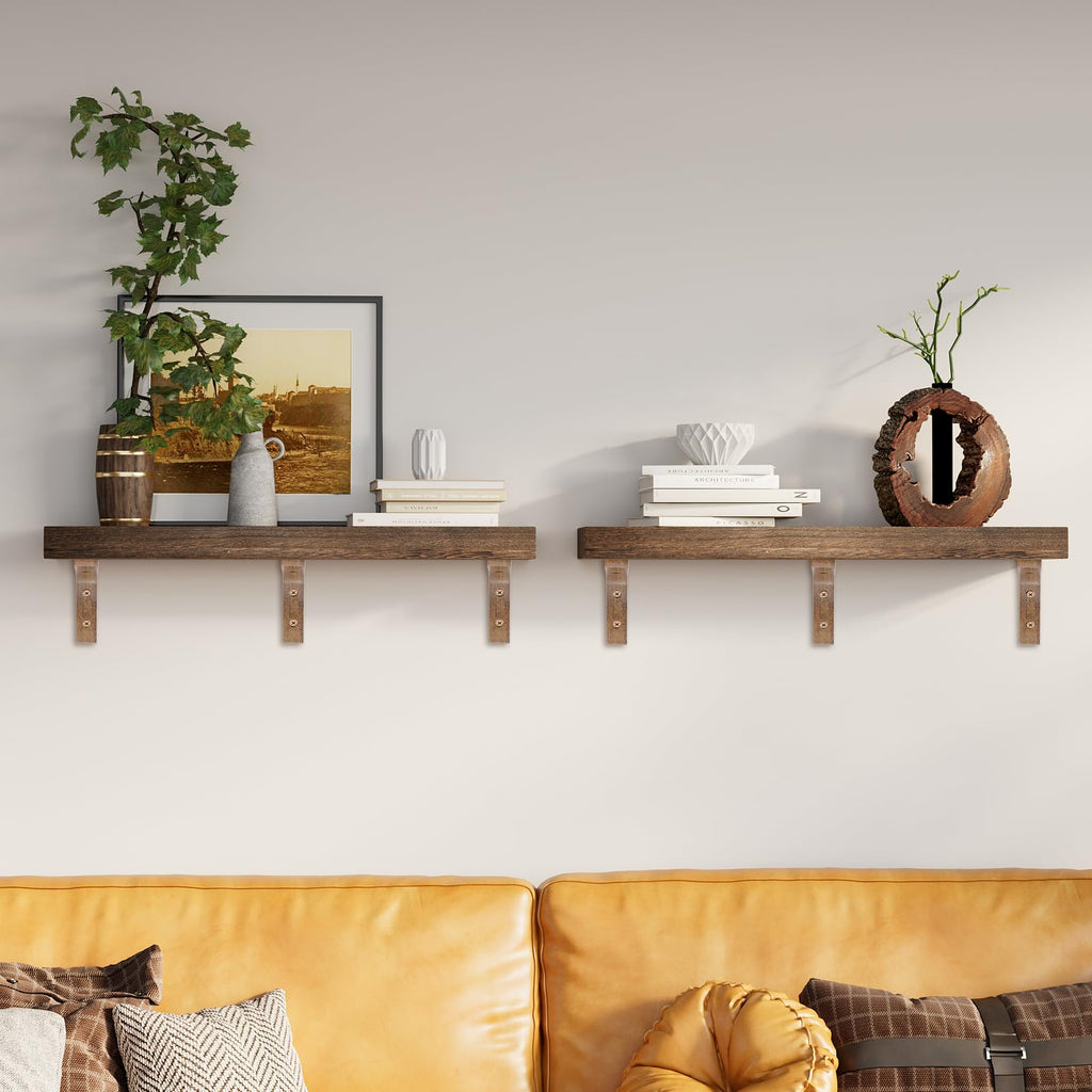 4PCS Wooden L Shape Shelf Brackets,3.74x3.74x0.79inches,Dark Brown