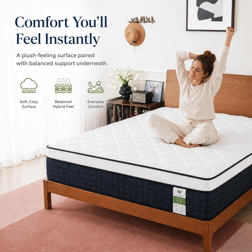 14 Inch King Size Mattress, Medium Firm Hybrid King Mattress in a Box,80x76 | Memory Foam & Pocket Springs, Motion