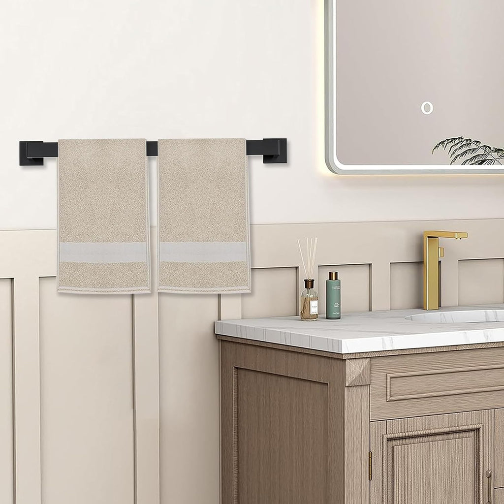 5 Piece Towel Bar Set - 23.6Inch Bathroom Towel Holder - Matte Black | Stainless Steel Towel Racks Wall Mounted