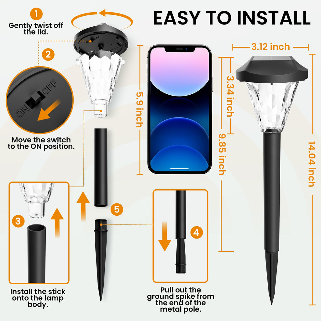16 Pack Solar Lights Outdoor Waterproof, Solar Garden Lights
