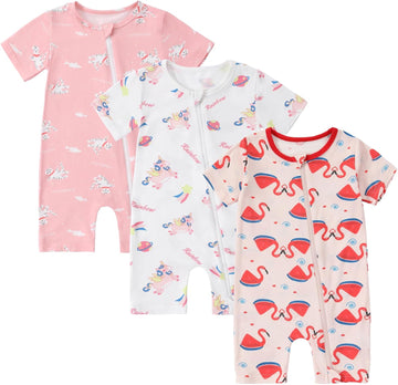 Bamboo Baby Pajamas 3 Pack, Two Way Zipper Bamboo Sleepers for Toddler, Bamboo Baby Romper Viscose Great Gift