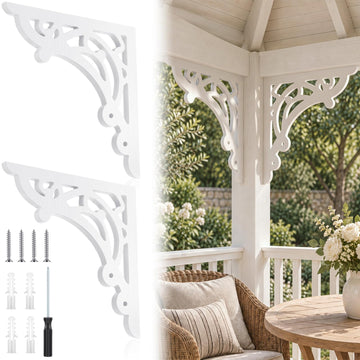 2 Pcs Large Wood Porch Corbel for Doorway 15.8" W x 0.6" D x 15.8" H