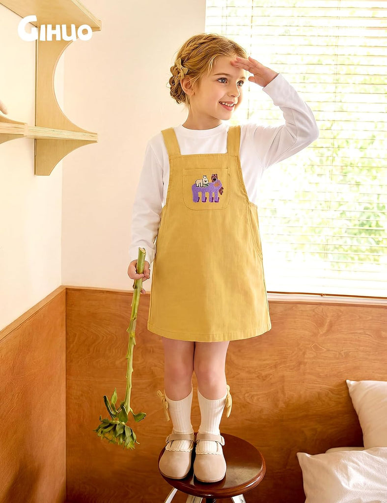 4 Pack Girls Long Sleeve Shirts Soft Cotton Tees Kids Basic Tops