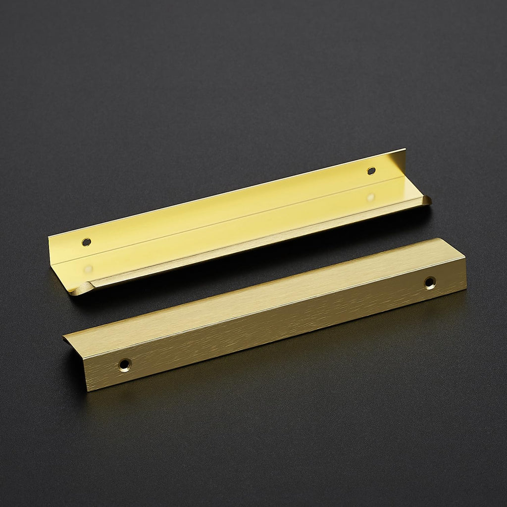 Gold Cabinet Handles Finger Edge Pulls 7.8 Inch CC 30 Pack