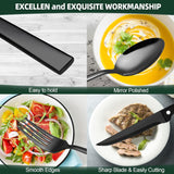 72-Piece Black Silverware Set with Steak Knives, Stainless Steel Flatware Set for 12, Tableware Cutlery Set
