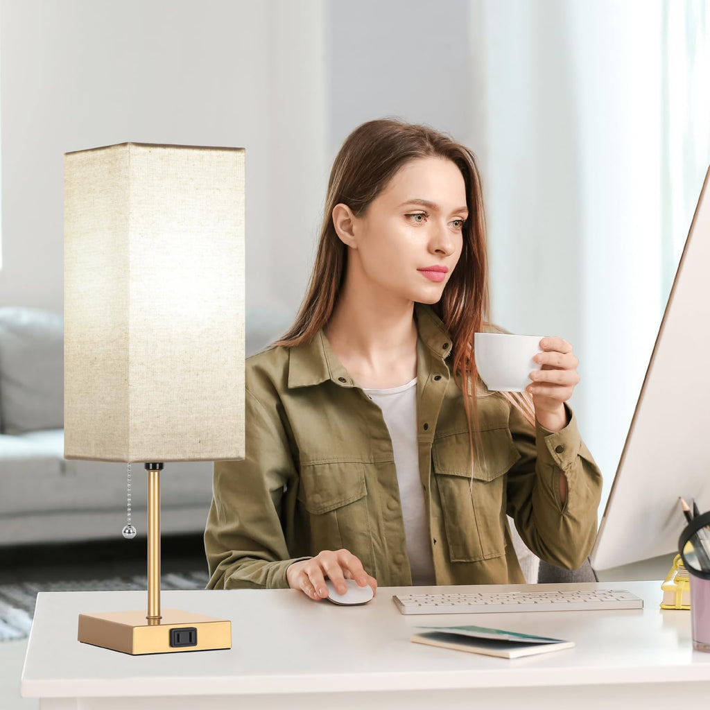 Table Lamp set of 2, 3-Color Bedside Lamps with Pull Chain