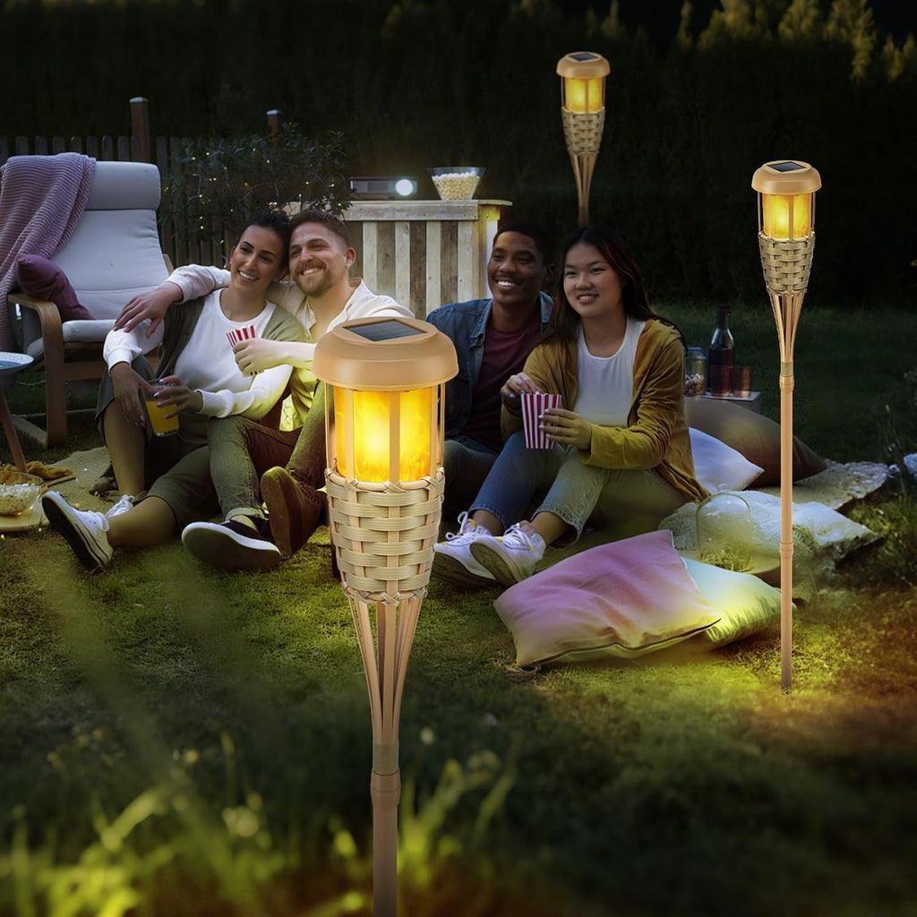 Solar Outdoor Lights, Solar Torch Lights Outdoor Flickering Flame, Outdoor Decorations Path Yard - 8 Pack