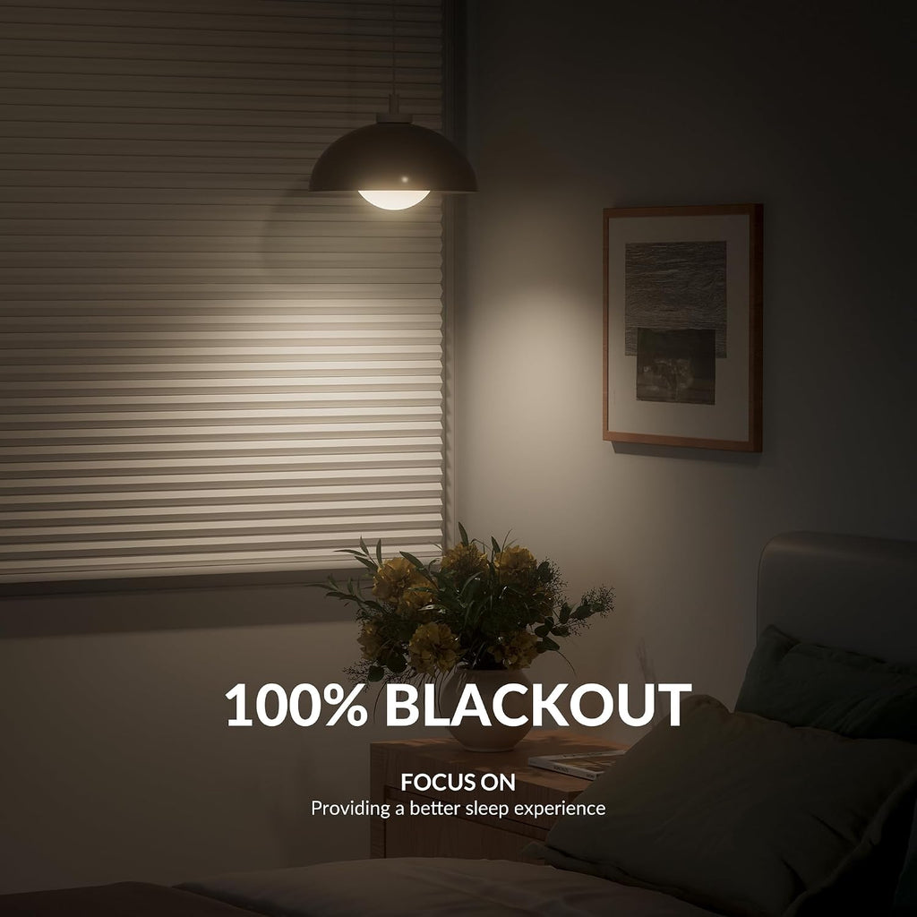 No Drill Blinds for Windows Blackout Cellular Shades Cordless No Tools Honeycomb Blinds Pull Down Easy Install, Beige