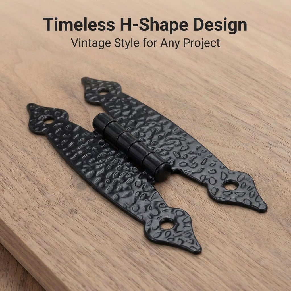 12 Pack Antique Black Cabinet Hinges, 3.5 Inch