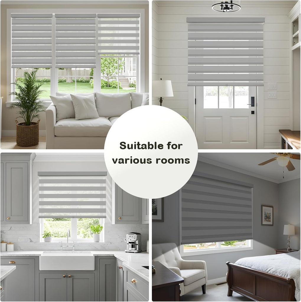 Cordless Zebra Blinds for Windows,Free-Stop Roller Zebra Shades,Light Filtering Blinds for Indoor windows with Upgraded Cassette,Pull Down Privacy Window Shades for Home (25" W x 72" H, Ivory)