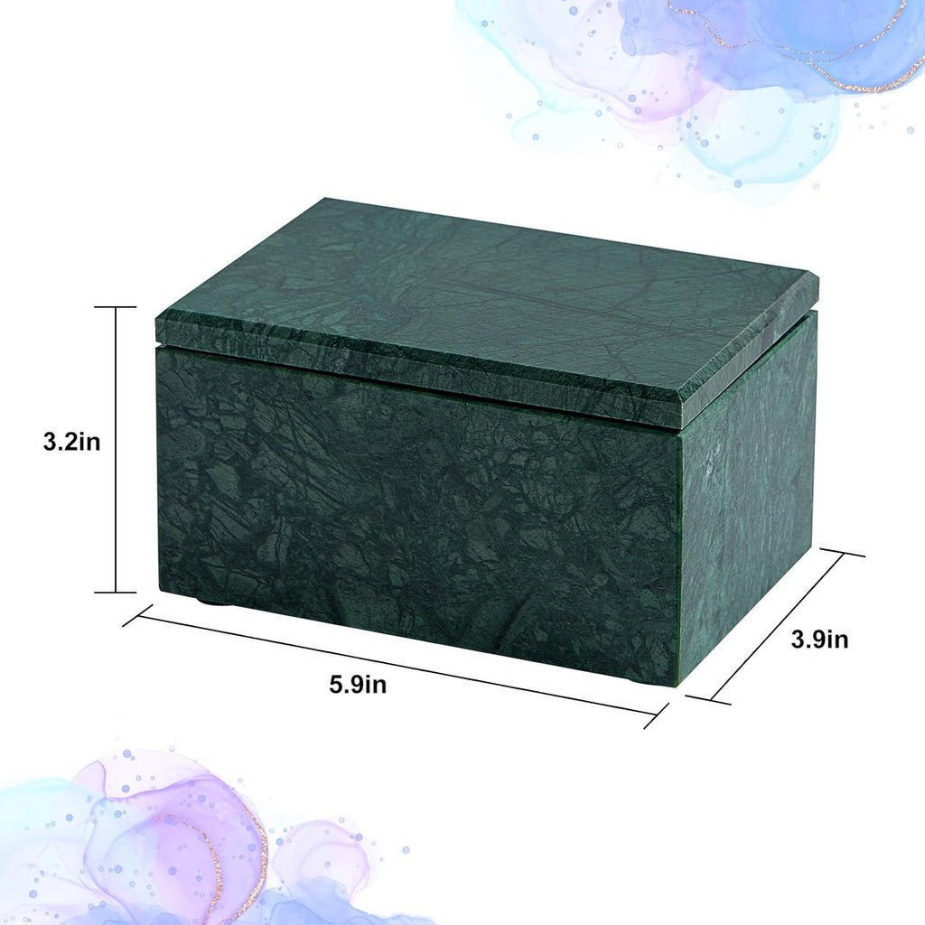 Natural Marble Storage Box with Lid, Rectangular Organizer for Jewelry