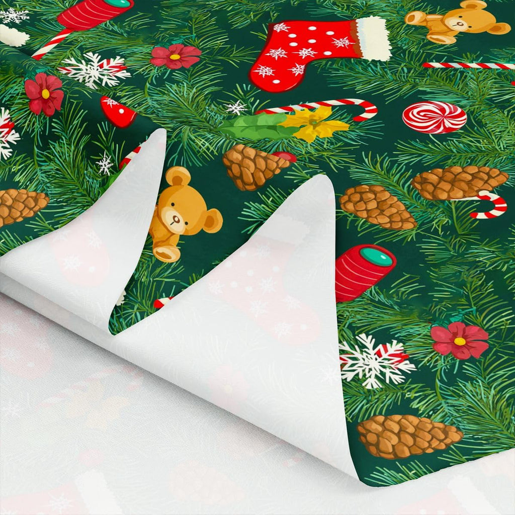 Xmas Fabric By The Yard, Christmas Tree Upholstery Fabric, Snowflake Bell