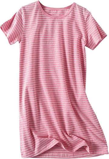 Girl's Stripes Nightgowns Cotton Sleep Shirts Sleepwear Princess Nightdress