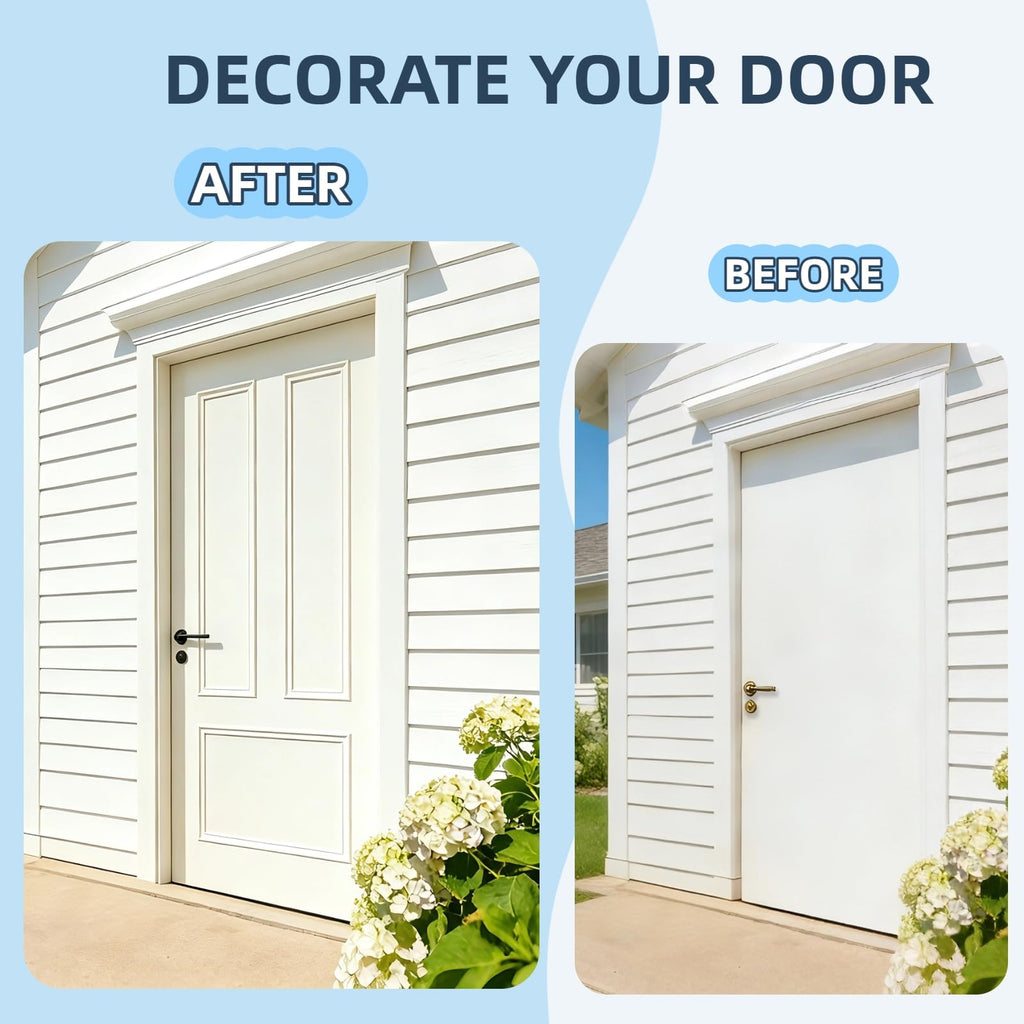 Peel and Stick Door Moulding Kit, 2 Set (Top 9"×44" Bottom 22"×17")