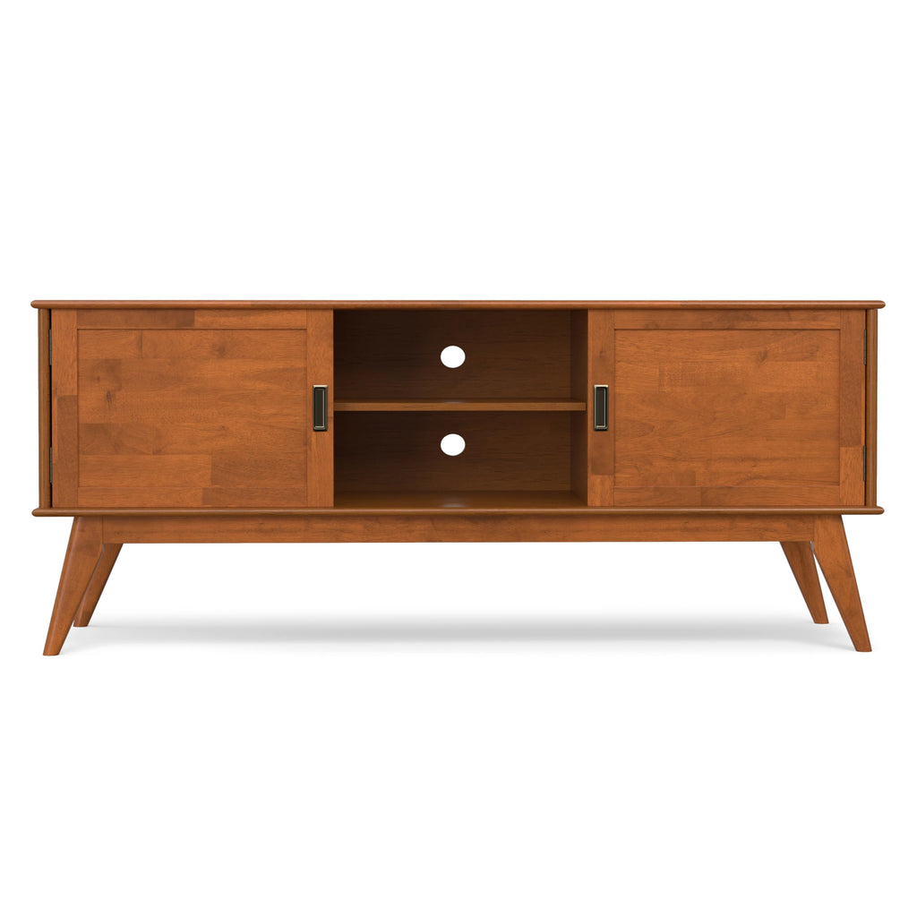 Draper 60" Wide Solid Wood TV Stand in Teak Brown
