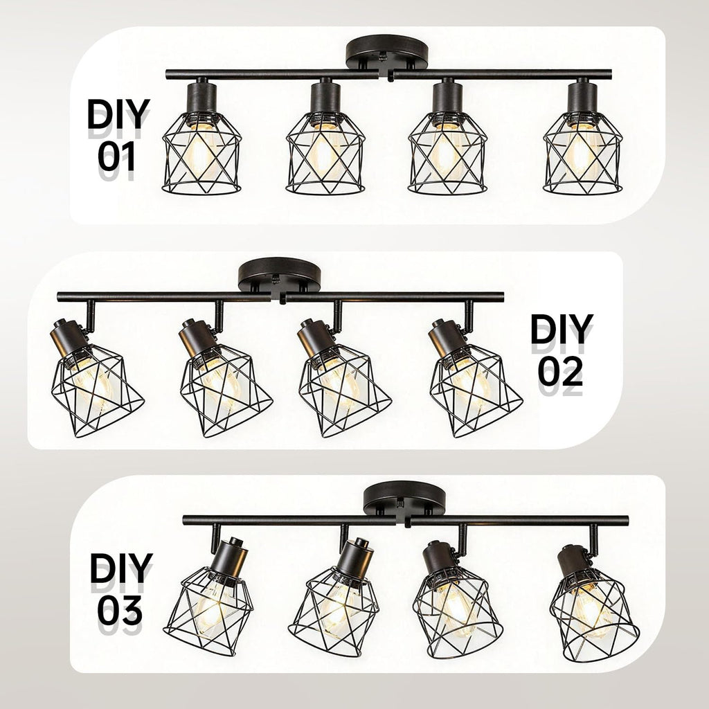 Semi Flush Mount Ceiling Light, Adjustable Multi-Directional Track Lighting Fixtures, Rotatable Farmhouse