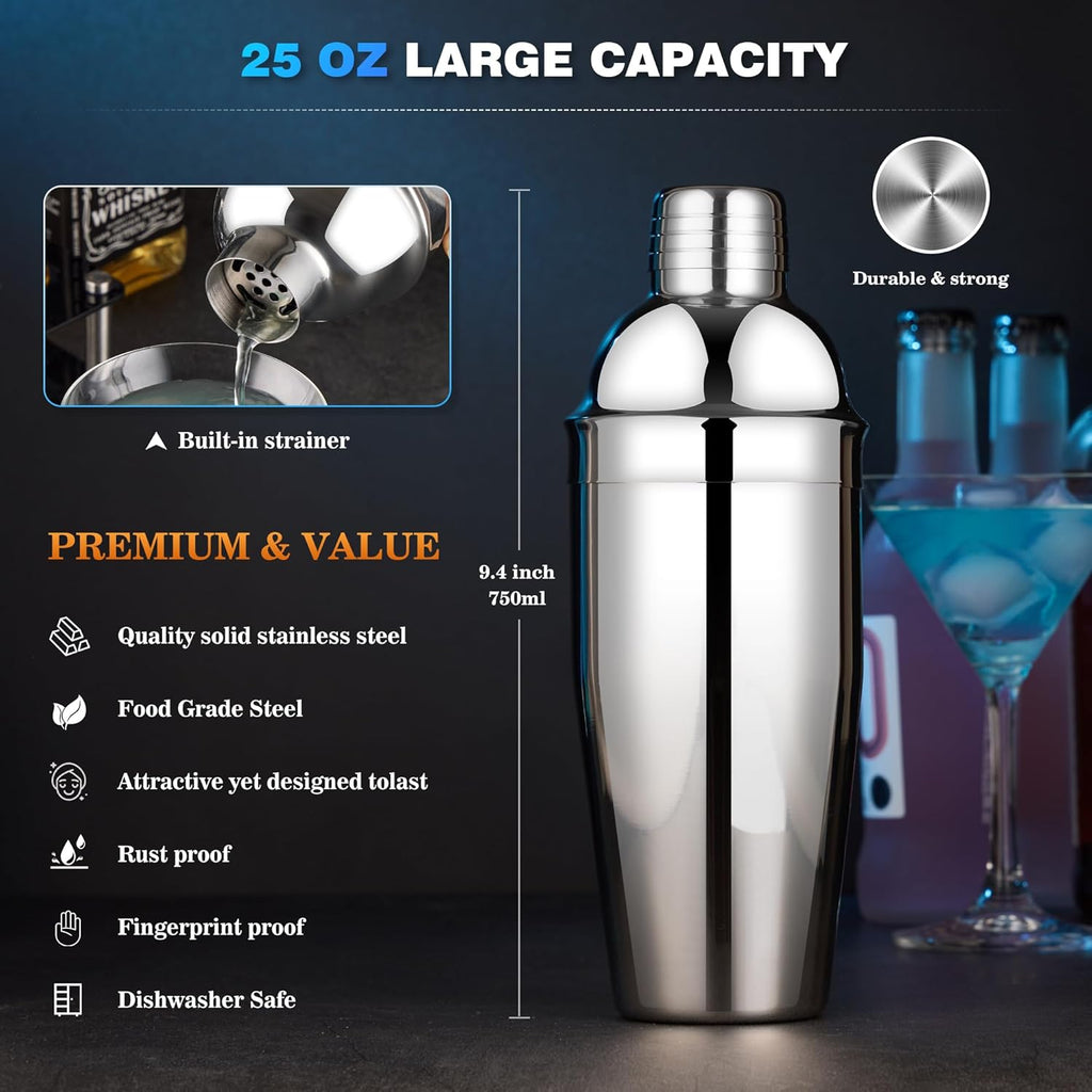 Bartender Kit, Cocktail Shaker Bar Tool with Acrylic Stand - Set of 15