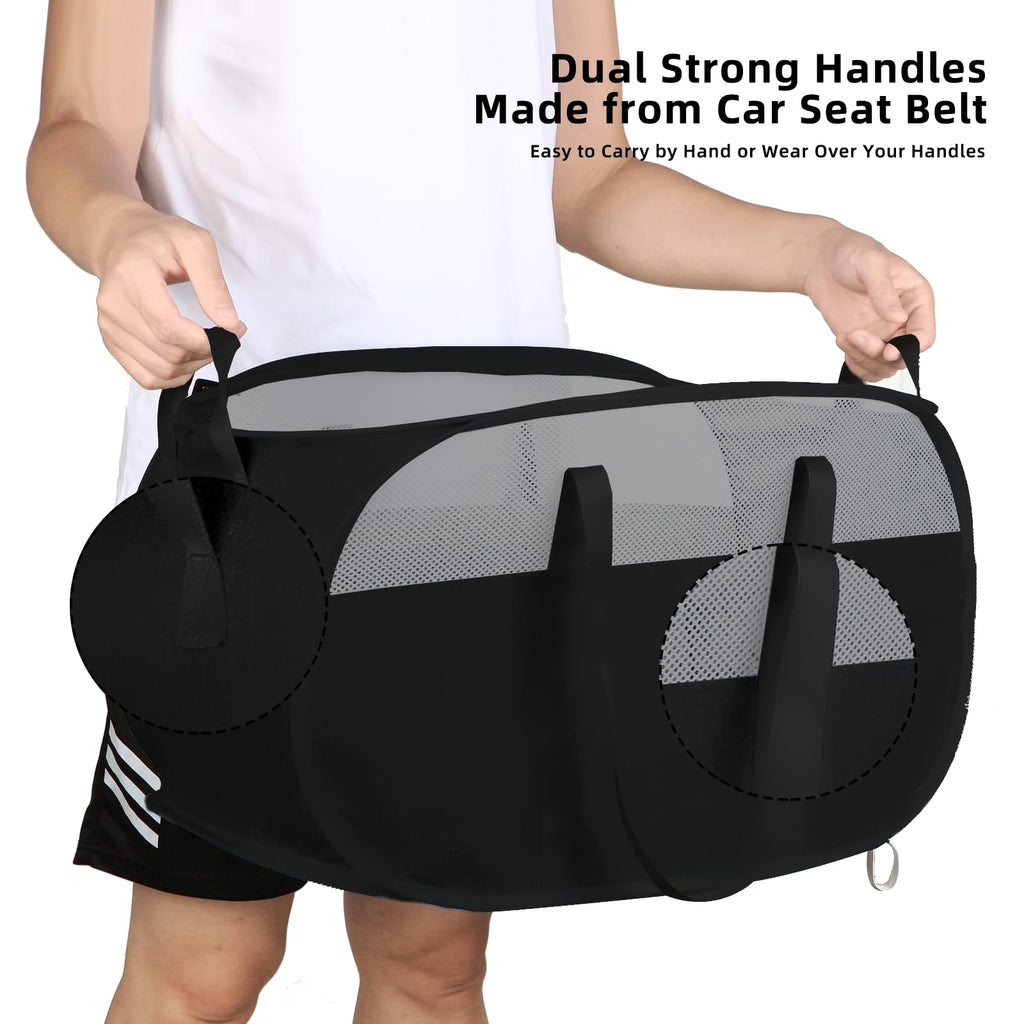 100L Collapsible Laundry Baskets, Tear Proof Pop Up Laundry Hamper with Dual Handles, Large Foldable Laundry Basket