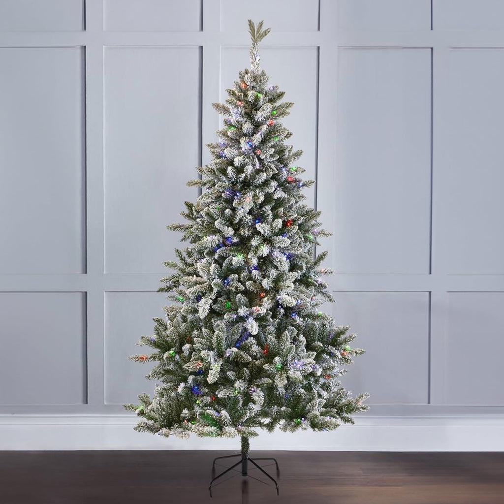 Cypress - Pre-Lit Flocked Christmas Tree - 7 ft Warm White/Multi LED