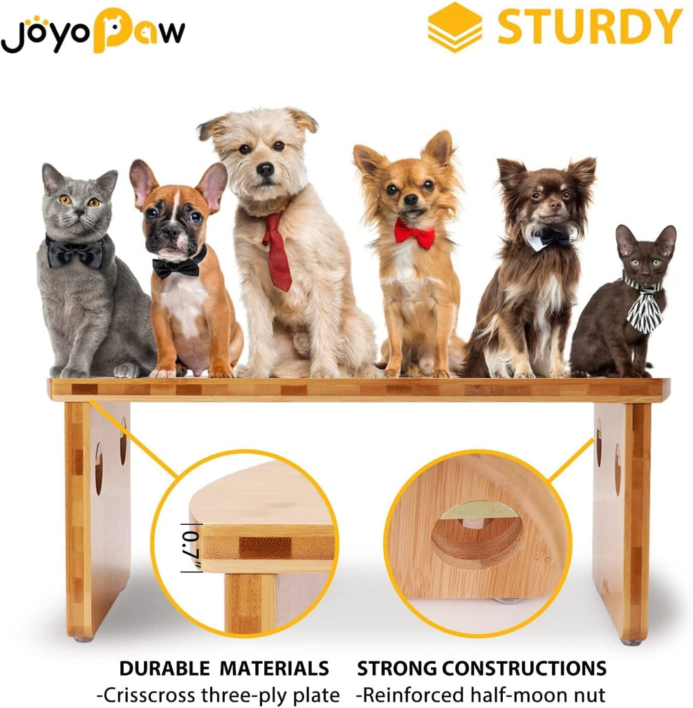 Elevated Dog Bowls, Bamboo Raised Dog Bowl Stand (7" Tall)