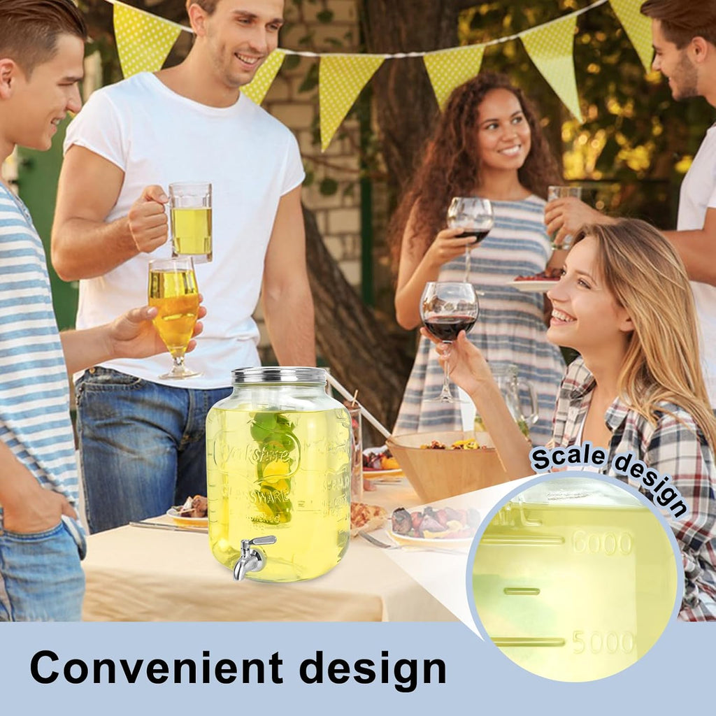 2 Gallon For Parties,Beverage Dispensers With Stand And 100% Leakproof Stainless Steel Spigot.Glass Water Jug