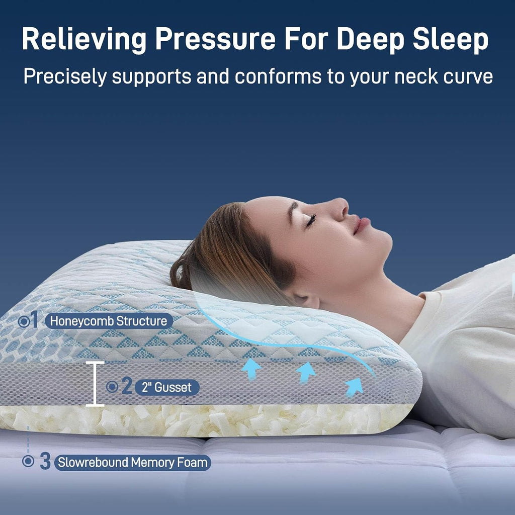 Shredded Memory Foam Soft Cooling Viscose Pillows Adjustable Hypoallergenic Hotel Quality Bed Pillows for Side, Back