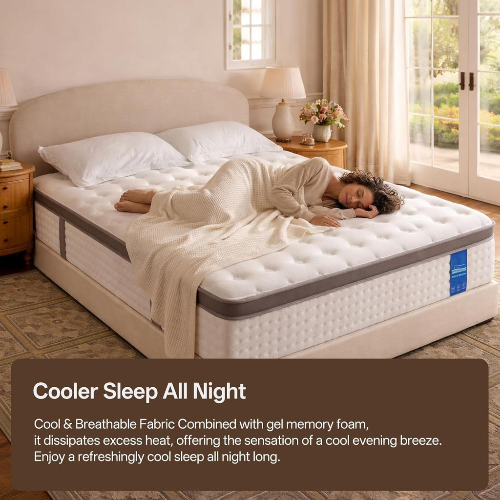 14 Inch King Size Mattress Hybrid King Mattress in a Box, Memory Foam Mattress with Pocket Springs, Medium Firm
