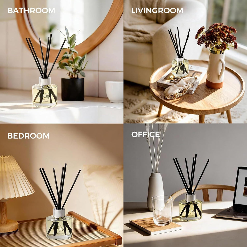 Reed Diffuser Set,2x100ml Bamboo Scented Oil Diffuser - Set of 2