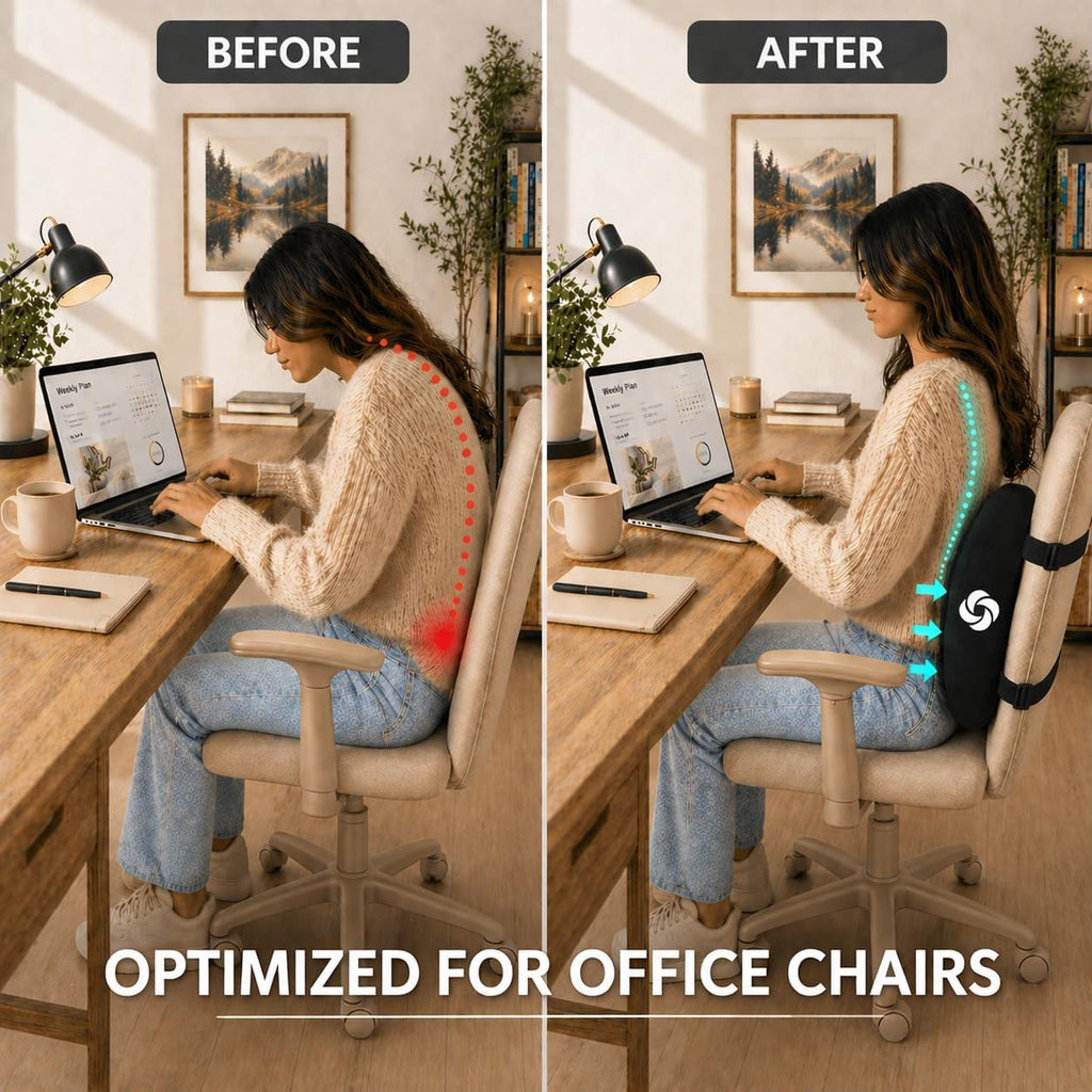 Lumbar Support Pillow Chair, Lower Back Support for Car, Back Pillow Desk Chair Cushion with Memory Foam, Improved