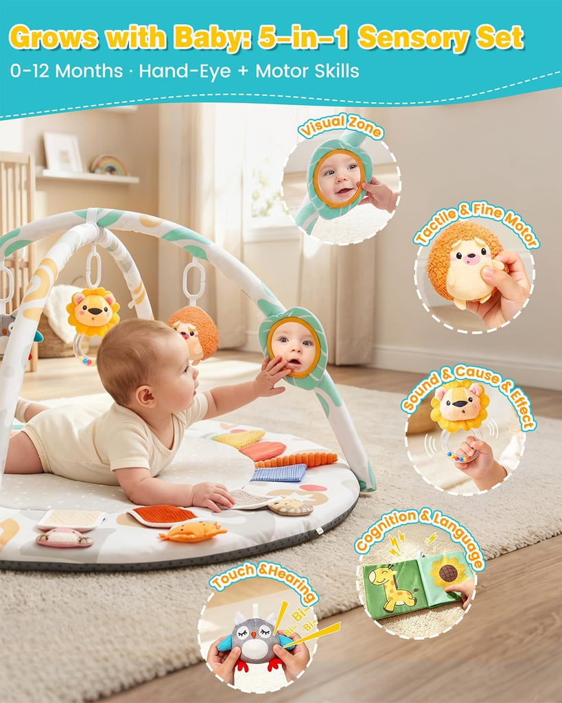 Play Gym & Activity Mat with 5 Toys for 0-12 Months