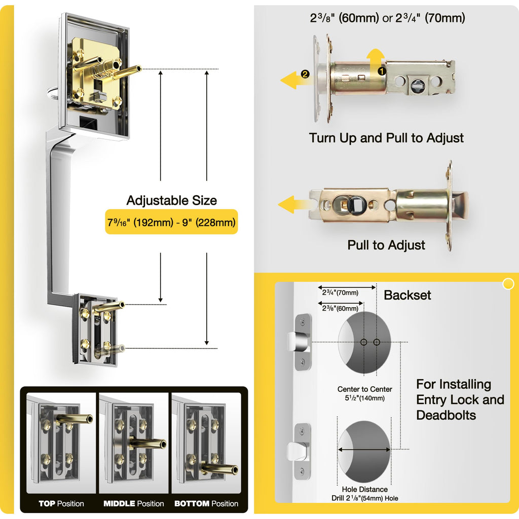 Front Door Handle & Deadbolt Lock Set, Satin Nickel