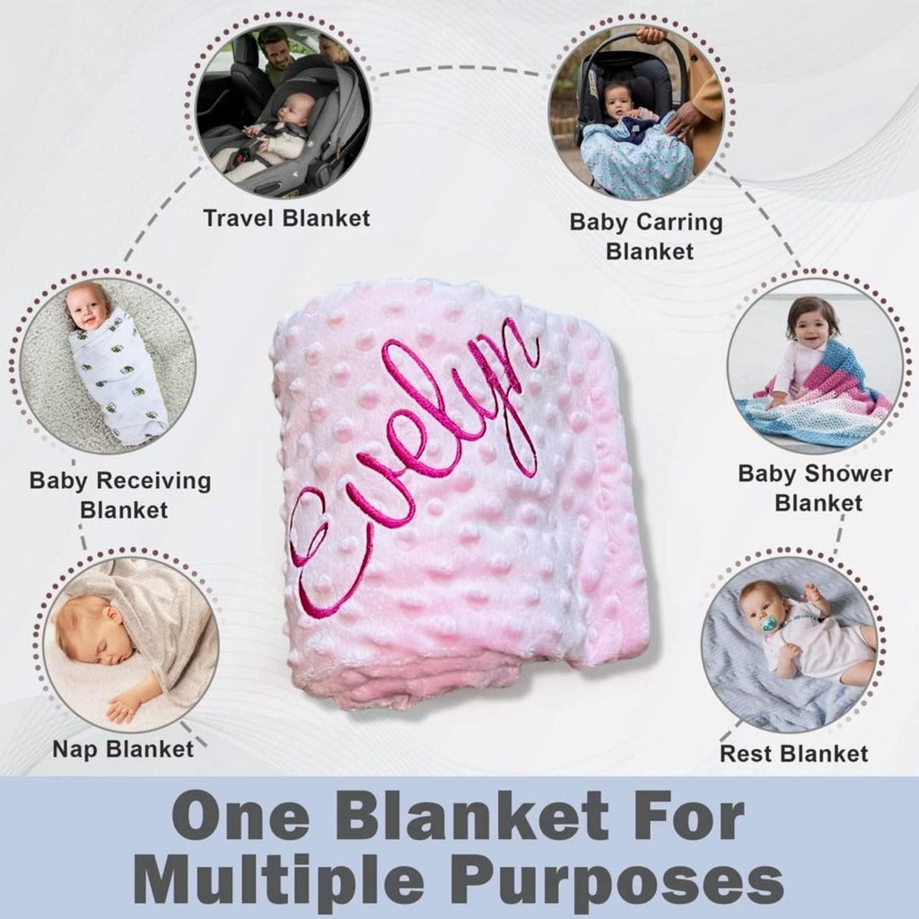Embroidered Blanket Baby - Beautiful Monogrammed Large Personalized for Boys and Girls Soft Polyester with Custom