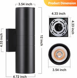 Outdoor Wall Lights 2 Packs, Integrated LED Cylinder Up Down 12W 2700K Modern Aluminum Light