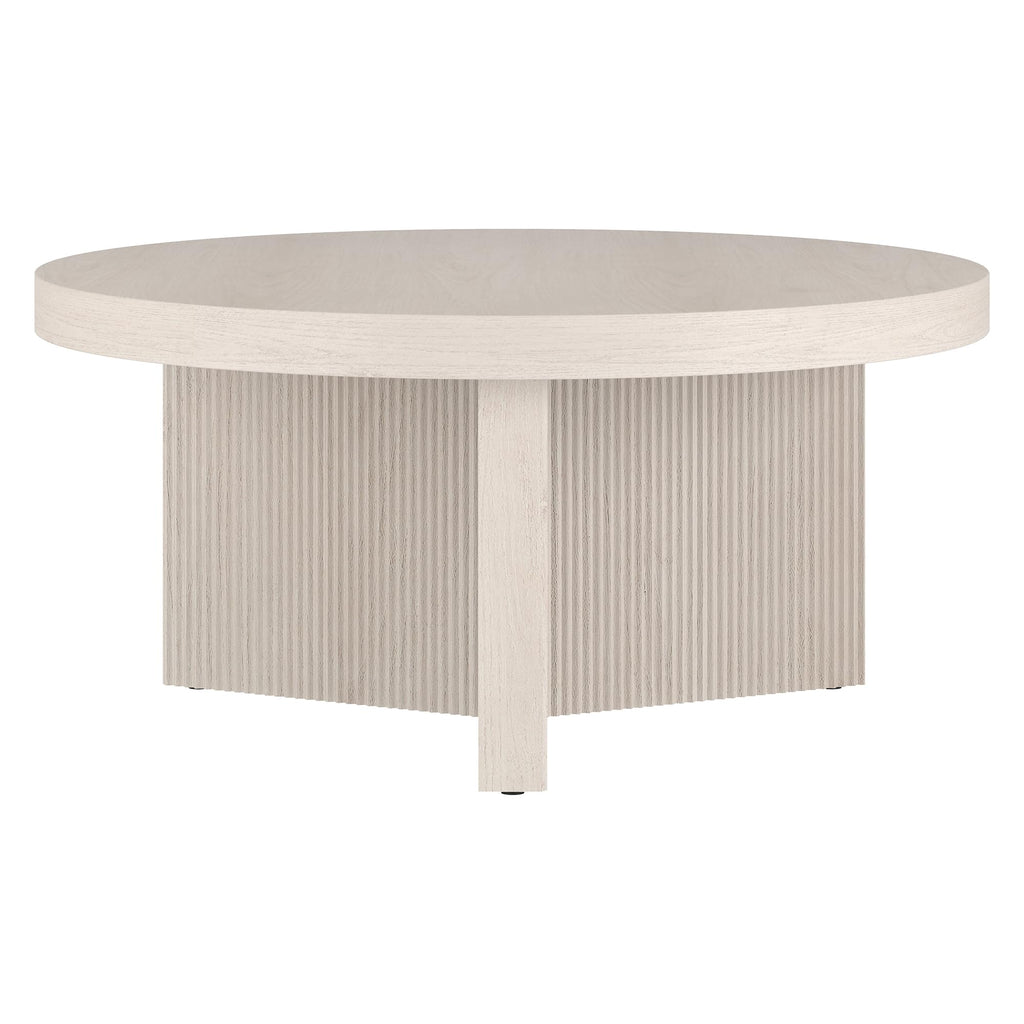 32" Scandinavian Fluted Coffee Table, Beech White
