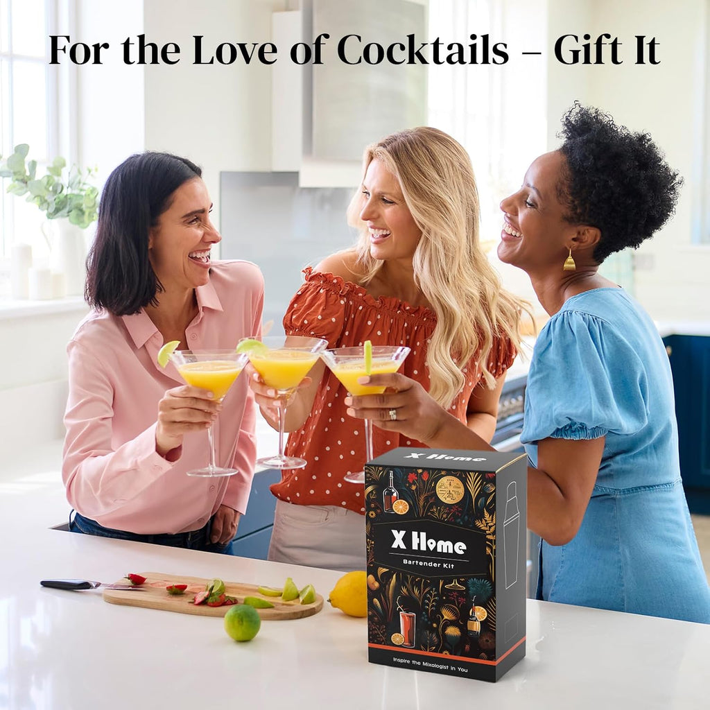 Bartender Kit with Stand, Cocktail Shaker Set for Enthusiasts and Beginners | Includes Martini Shaker - Set of 15