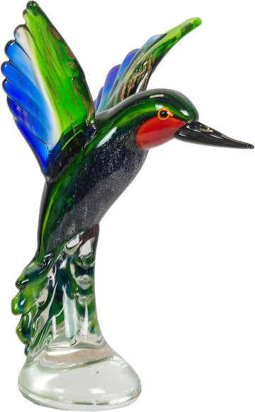 Art 10" Tall Hummingbird Handcrafted Murano-Style Figurine Decor, Living Room, Bed Room, Home Office