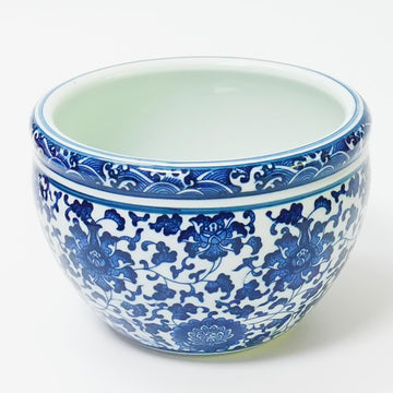 Blue and White Chinoiserie Planter, Blue and White Flower Pot for Indoor Plants, Oriental Pots for Plants, Oriental