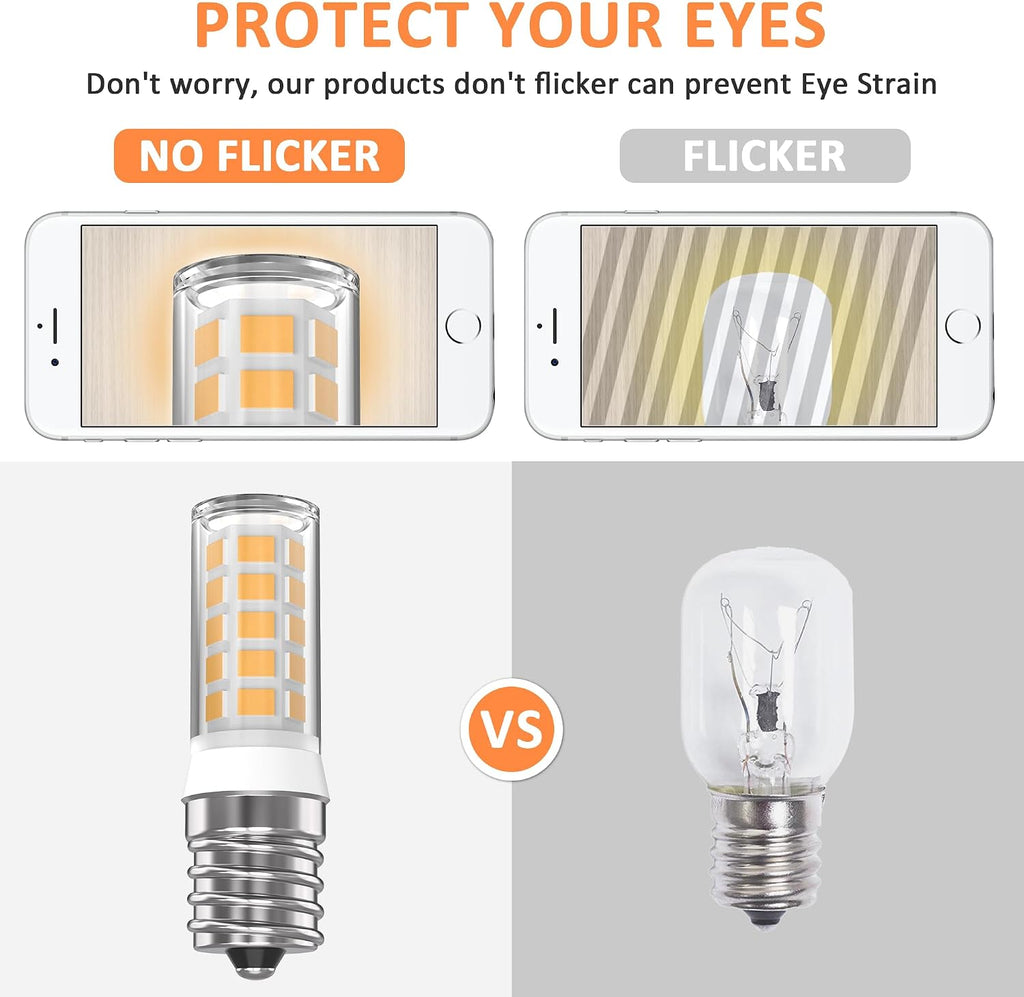 Kei D28A Refrigerator Light Bulb Replacement,E17 led Bulb,Freezer Light Bulb 3W AC100-130V Warm Light, 2PACKS