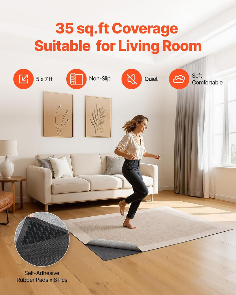 Rug Pad 5 x 7 ft, Non-Slip Carpet Area Pad 0.12inch Rug Mat Padding with Dual Surface Felt Cushion & Rubber Gripper
