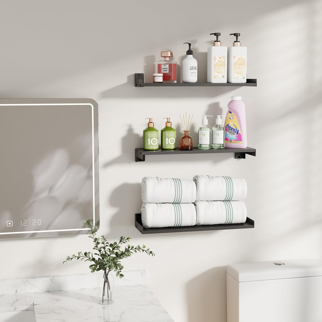 Floating Shelves for Wall, Shelves for Decor Storage, 3Pcs 16'', Black