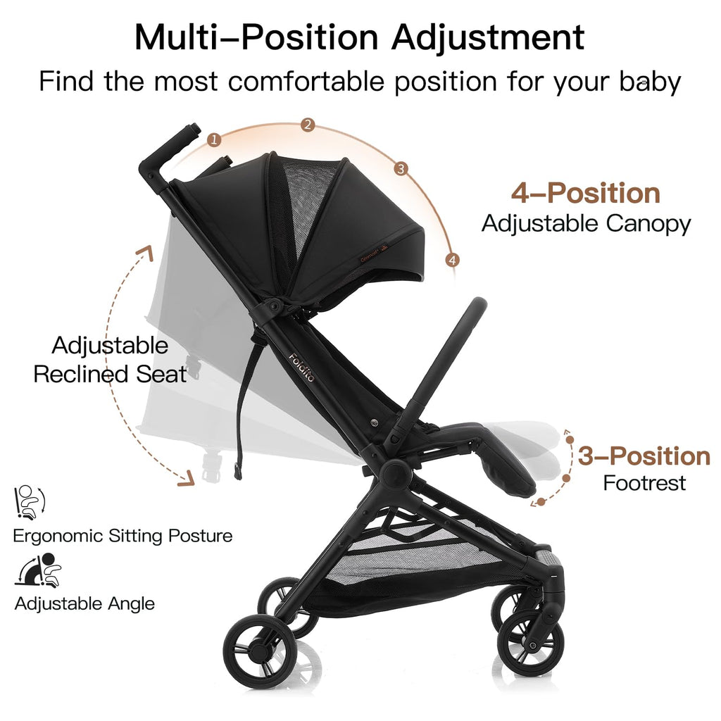 Travel Stroller for Airplane, Ultra Compact & Lightweight - Only 9.9 lbs, Portable Infant Toddler Baby Stroller