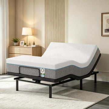 Queen Adjustable Bed Frame with Mattress, Electric Bed Base with Head and Foot Lift, Head-Pillow-Tilt, Under-Bed LED