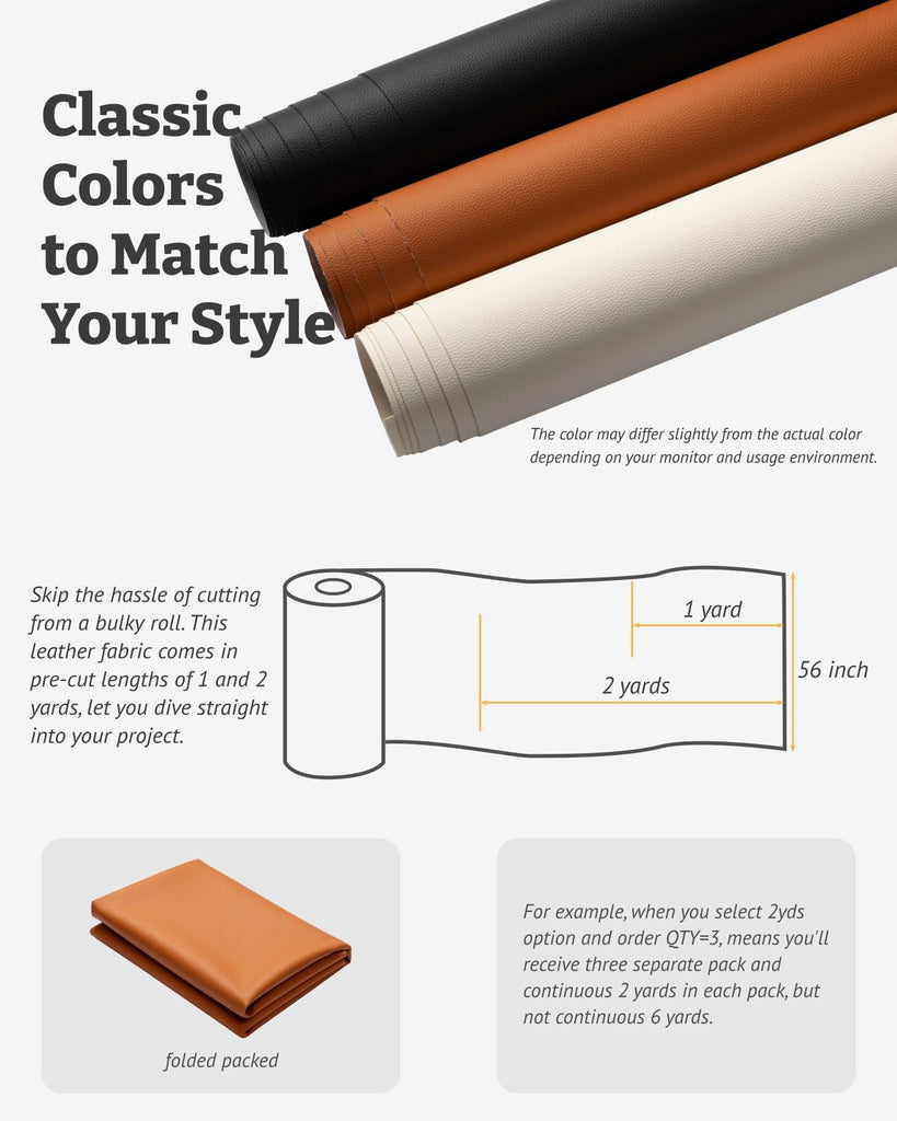 Faux Leather Fabric - Upholstery Fabric by the Yard - Waterproof Vinyl Fabric - PVC Leather Sheets for Upholstery