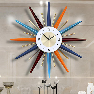 22-Inch Large Starburst Wall Clock - Mid-Century Modern Decorative Wall Clock, Silent Non-Ticking Quartz Movement