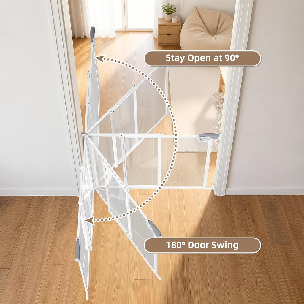 30" Tall Clear Acrylic Dog Gate, 26"-43" Wide Safty Pet Gate for Dogs Cats