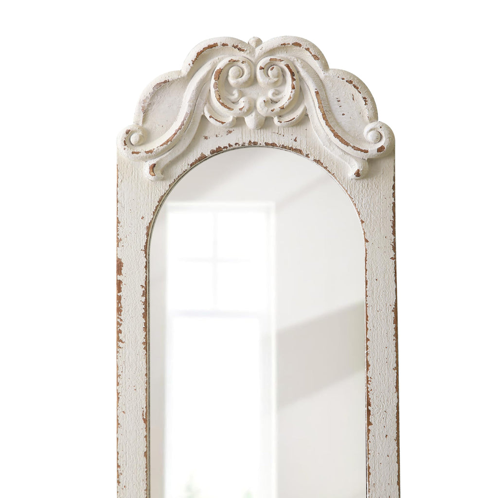 Farmhouse Entryway Mirror with 3 Hooks, 26 X 10 Inch