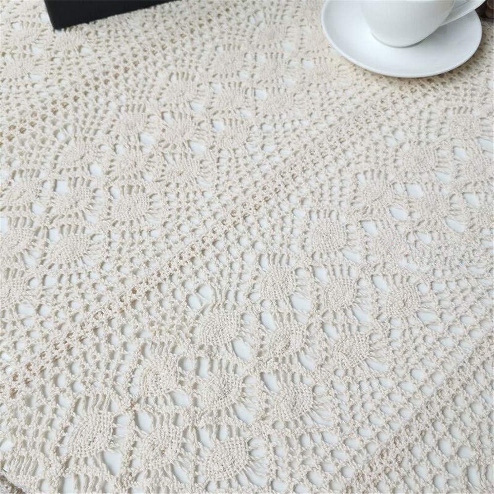 Vintage Crochet Tablecloths Lace Doilies Cotton Beige Square Tablecloths Table Cover Table Topper Wedding Home Party