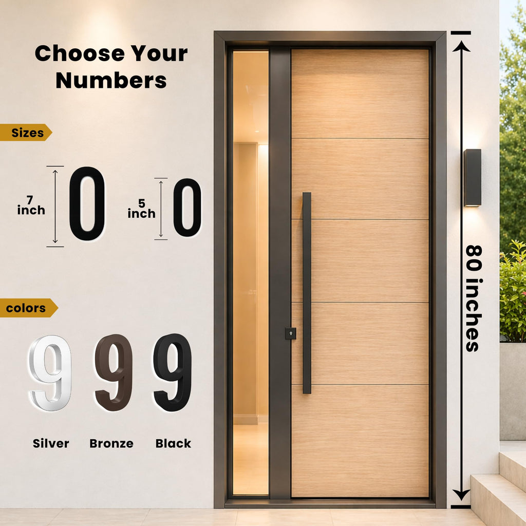 7 Inch Backlit LED House Number, 5000K White Light, ABS (7, Bronze)