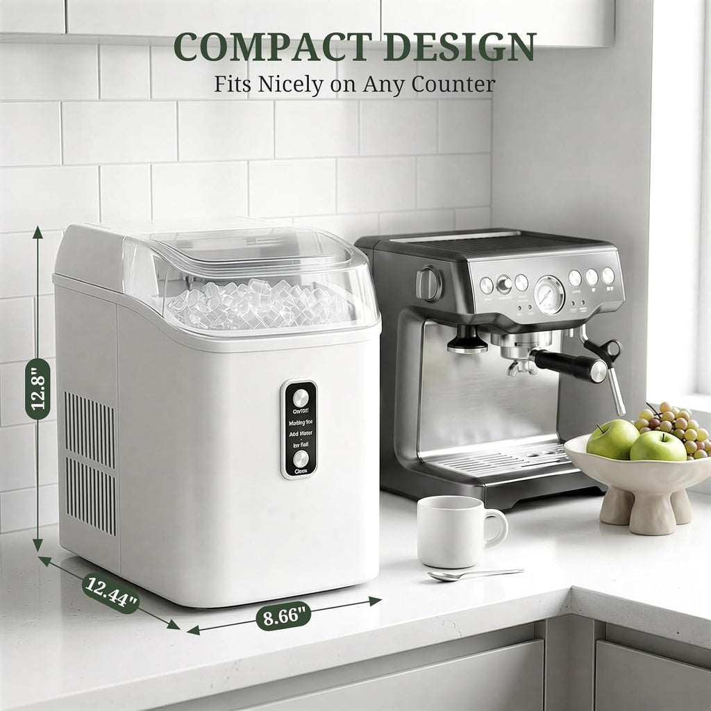 Nugget Ice Maker Countertop, 6-Min Fast Chewable Pellet Ice, 24lbs/24H Portable Ice Machine with Self-Cleaning, Ice