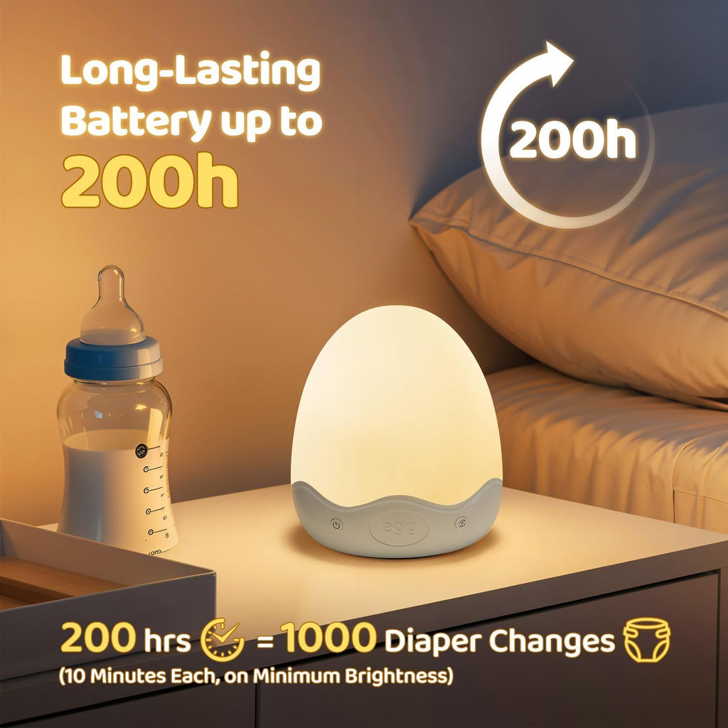 Egg Light,10 Colors&Stepless Dimming Baby Night Light